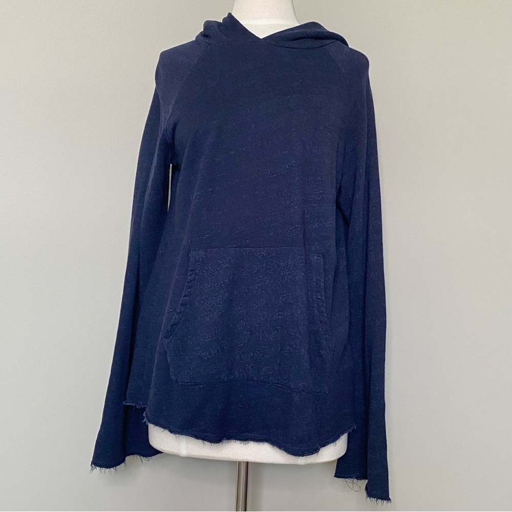 Sundry Navy Blue Raw Hem Pullover Terry Hoodie, Brand size 2, US M